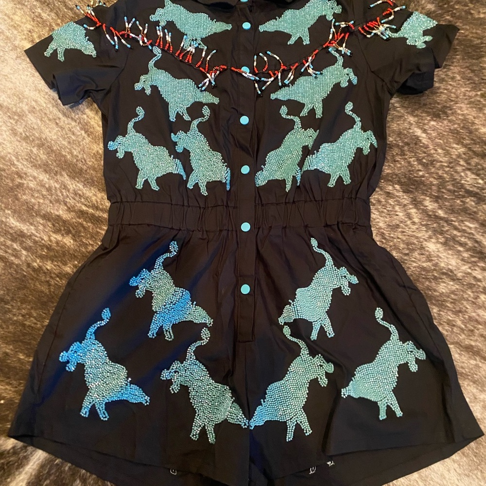 QUEEN OF SPARKLES Black and Blue Dynamic Pattern Shorts